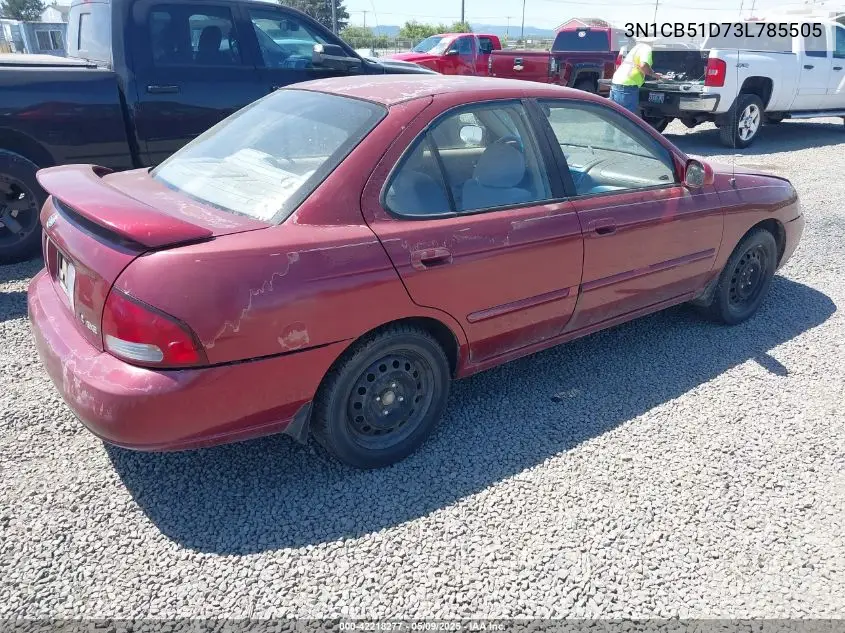 2003 Nissan Sentra Xe VIN: 3N1CB51D73L785505 Lot: 42218277