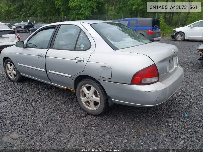 2003 Nissan Sentra Gxe Limited Edition VIN: 3N1AB51A43L731561 Lot: 42515134