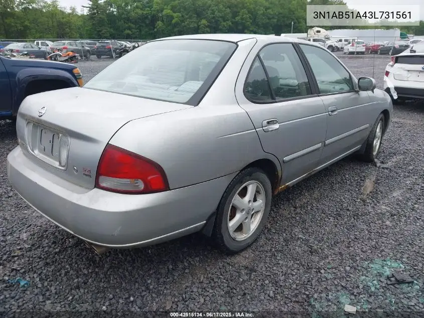 2003 Nissan Sentra Gxe Limited Edition VIN: 3N1AB51A43L731561 Lot: 42515134