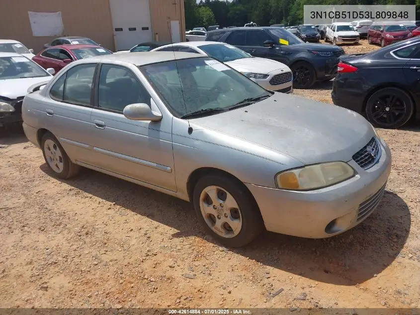 2003 Nissan Sentra Gxe VIN: 3N1CB51D53L809848 Lot: 42614884