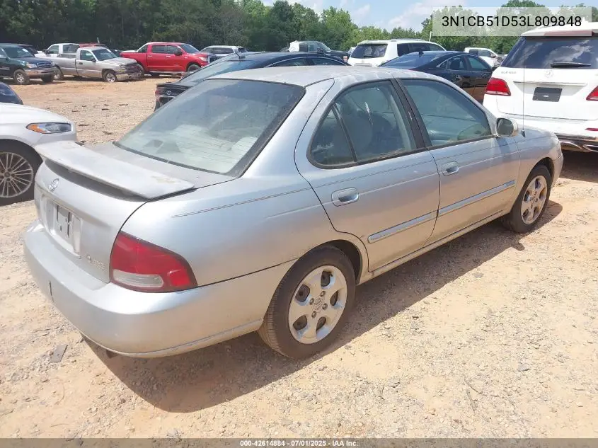 2003 Nissan Sentra Gxe VIN: 3N1CB51D53L809848 Lot: 42614884