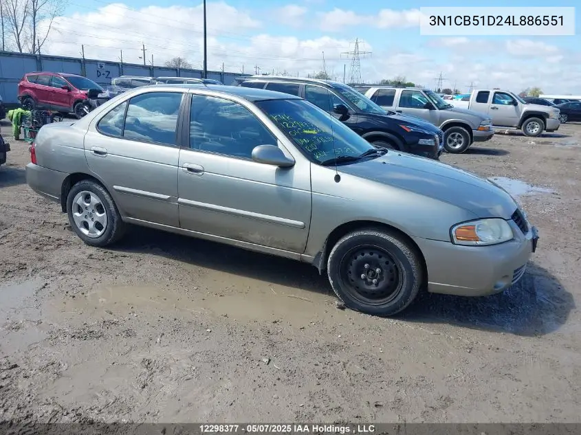 2004 Nissan Sentra 1.8/1.8S VIN: 3N1CB51D24L886551 Lot: 12298377