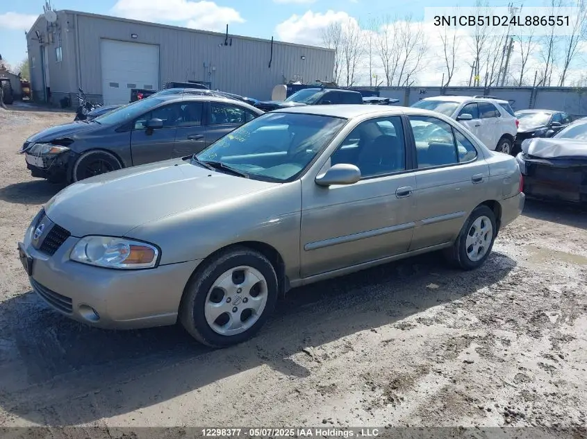 2004 Nissan Sentra 1.8/1.8S VIN: 3N1CB51D24L886551 Lot: 12298377