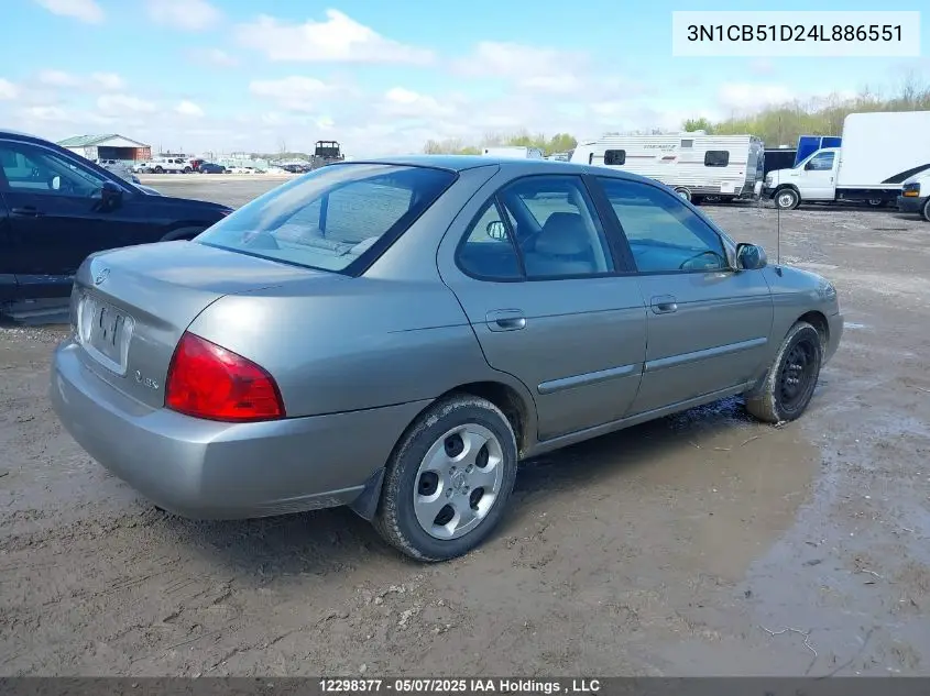 2004 Nissan Sentra 1.8/1.8S VIN: 3N1CB51D24L886551 Lot: 12298377