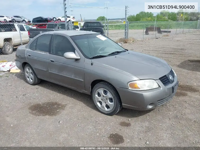 2004 Nissan Sentra 1.8S VIN: 3N1CB51D94L900400 Lot: 42199763