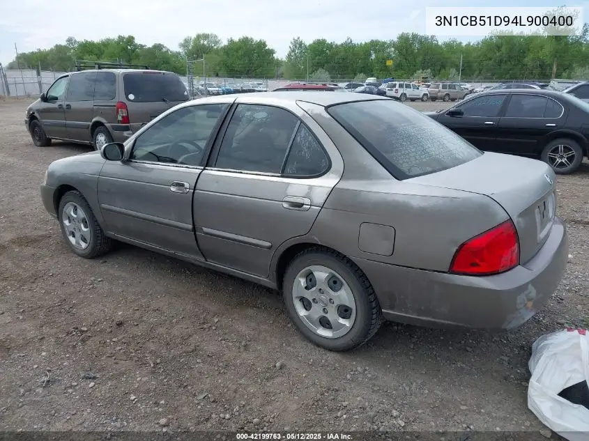 2004 Nissan Sentra 1.8S VIN: 3N1CB51D94L900400 Lot: 42199763
