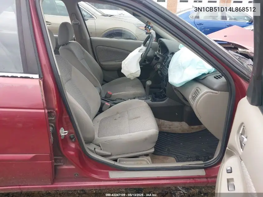 2004 Nissan Sentra 1.8S VIN: 3N1CB51D14L868512 Lot: 42247109