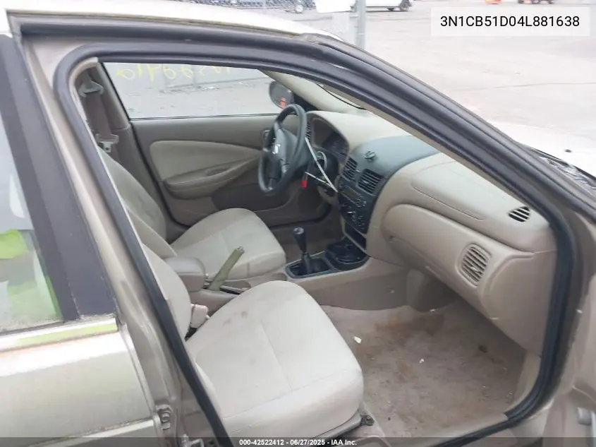 2004 Nissan Sentra 1.8 VIN: 3N1CB51D04L881638 Lot: 42522412