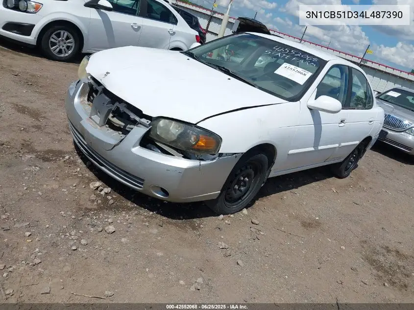 2004 Nissan Sentra 1.8S VIN: 3N1CB51D34L487390 Lot: 42552068
