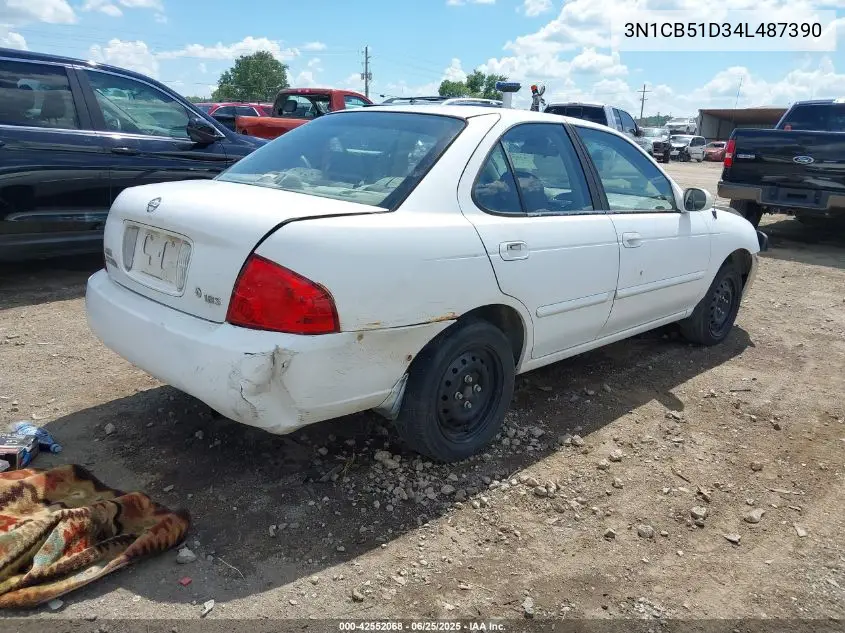 2004 Nissan Sentra 1.8S VIN: 3N1CB51D34L487390 Lot: 42552068