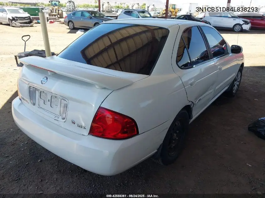 2004 Nissan Sentra 1.8S VIN: 3N1CB51D84L838293 Lot: 42588361