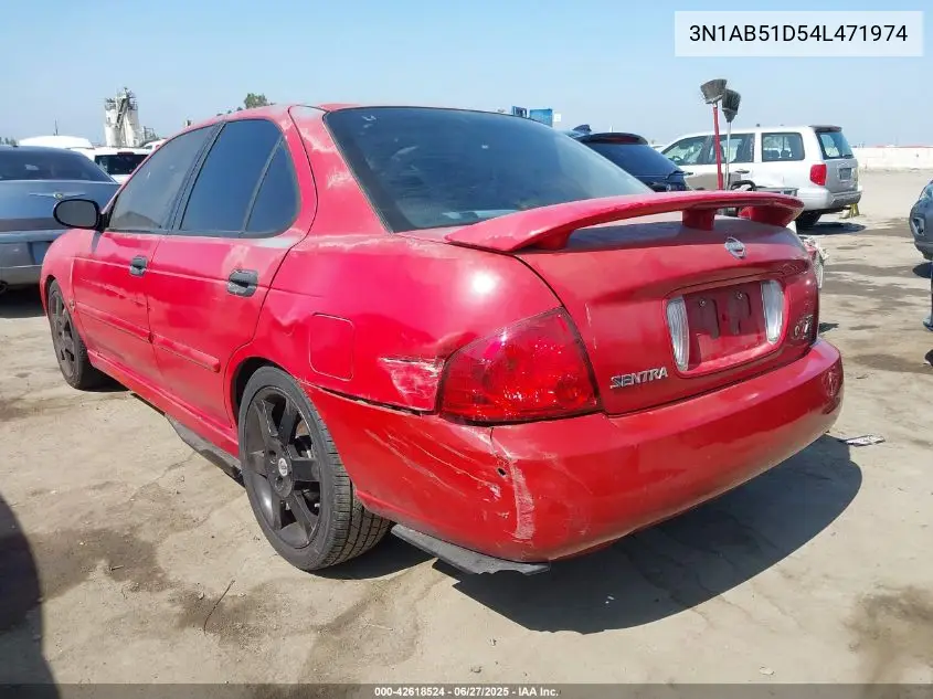 2004 Nissan Sentra Se-R Spec V VIN: 3N1AB51D54L471974 Lot: 42618524