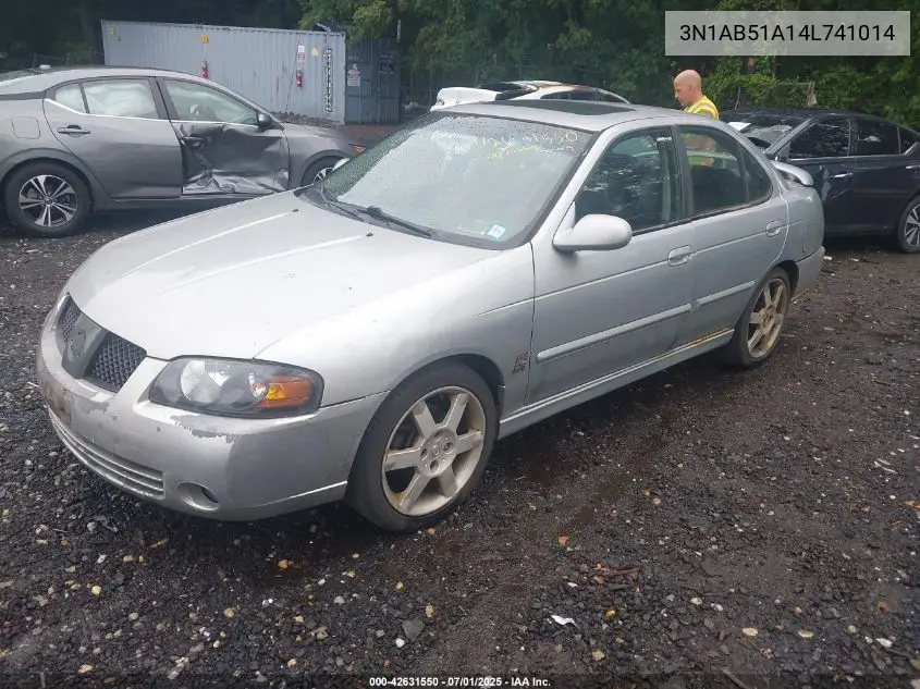 2004 Nissan Sentra 2.5S VIN: 3N1AB51A14L741014 Lot: 42631550