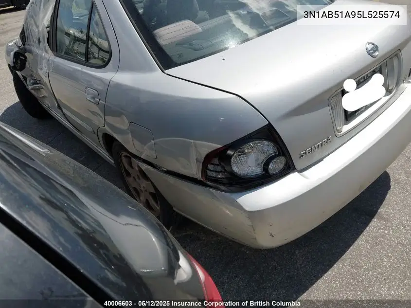 2005 Nissan Sentra Se-R Spec V VIN: 3N1AB51A95L525574 Lot: 40006603