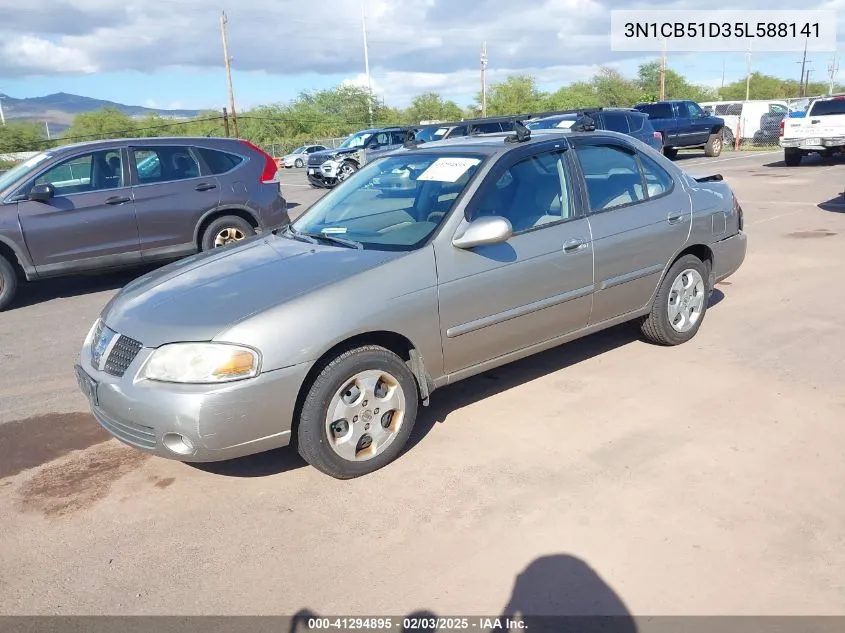 2005 Nissan Sentra 1.8S VIN: 3N1CB51D35L588141 Lot: 41294895
