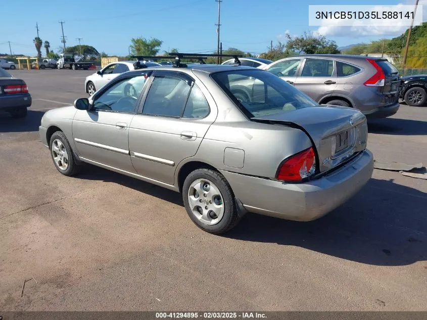 2005 Nissan Sentra 1.8S VIN: 3N1CB51D35L588141 Lot: 41294895