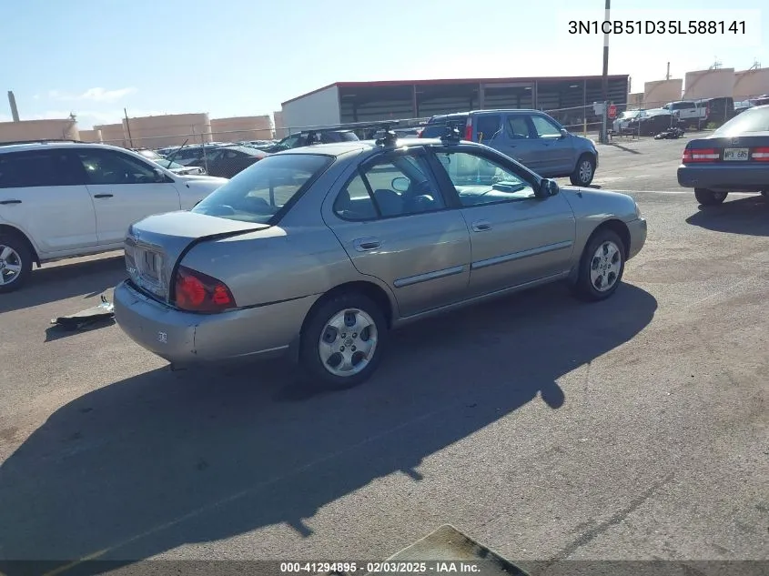 2005 Nissan Sentra 1.8S VIN: 3N1CB51D35L588141 Lot: 41294895