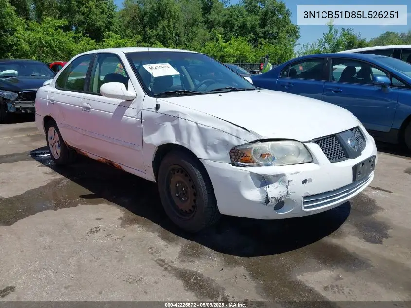 2005 Nissan Sentra 1.8S VIN: 3N1CB51D85L526251 Lot: 42225672