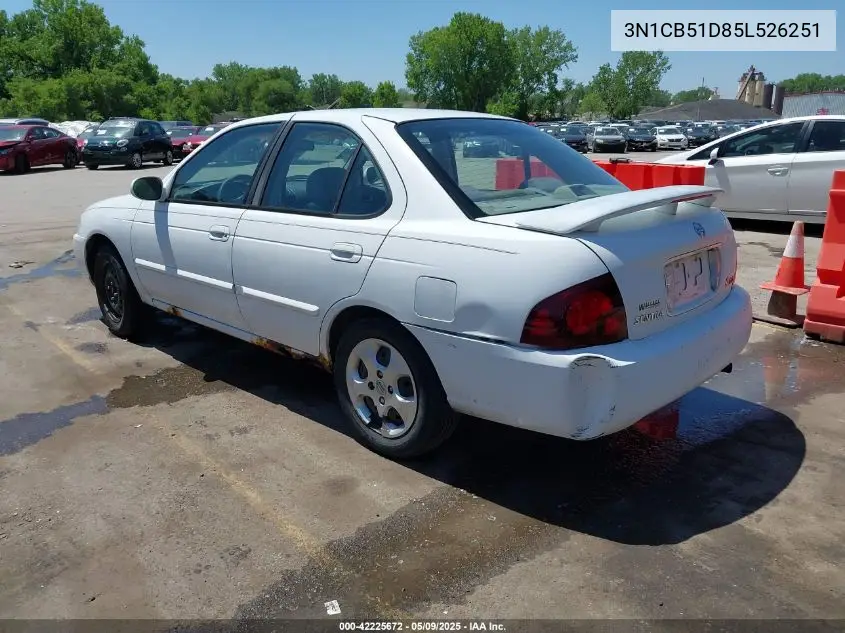 2005 Nissan Sentra 1.8S VIN: 3N1CB51D85L526251 Lot: 42225672