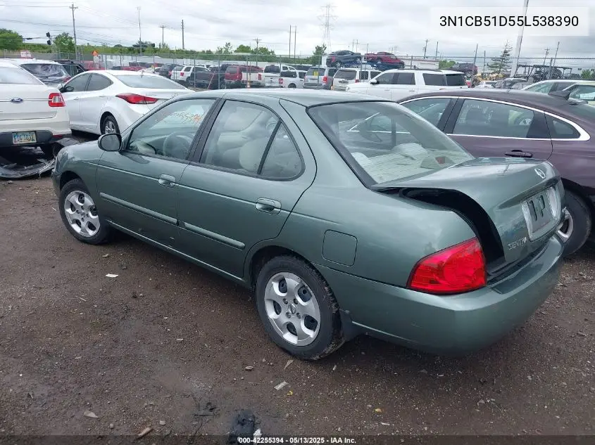 2005 Nissan Sentra 1.8S VIN: 3N1CB51D55L538390 Lot: 42255394