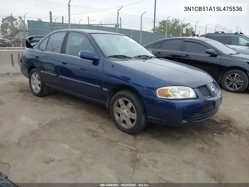 2005 Nissan Sentra 1.8S VIN: 3N1CB51A15L475536 Lot: 42563401