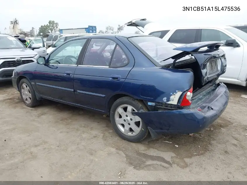 2005 Nissan Sentra 1.8S VIN: 3N1CB51A15L475536 Lot: 42563401