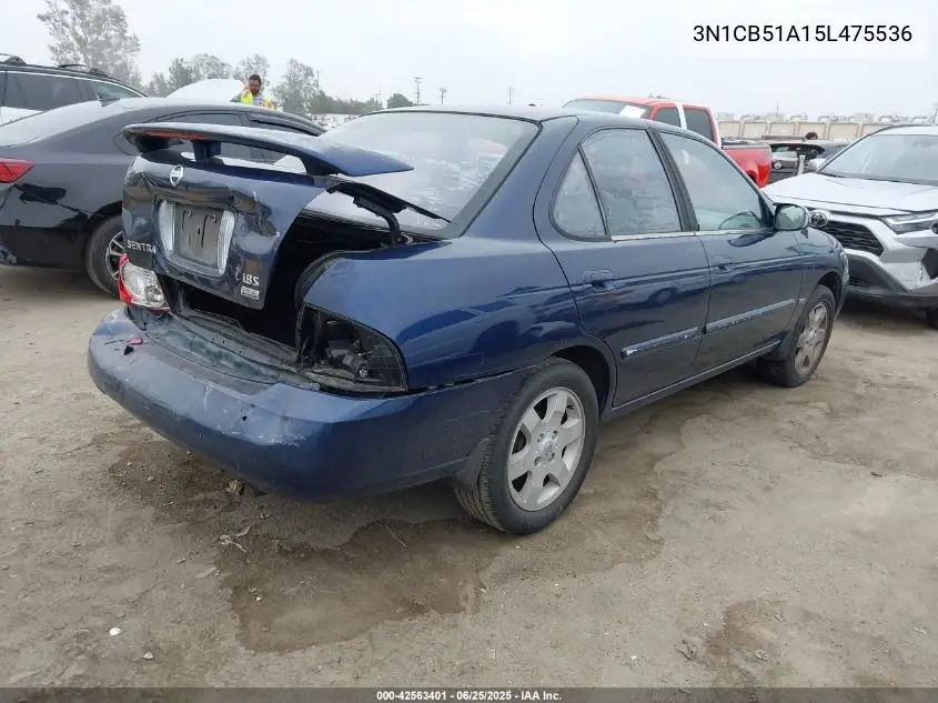 2005 Nissan Sentra 1.8S VIN: 3N1CB51A15L475536 Lot: 42563401