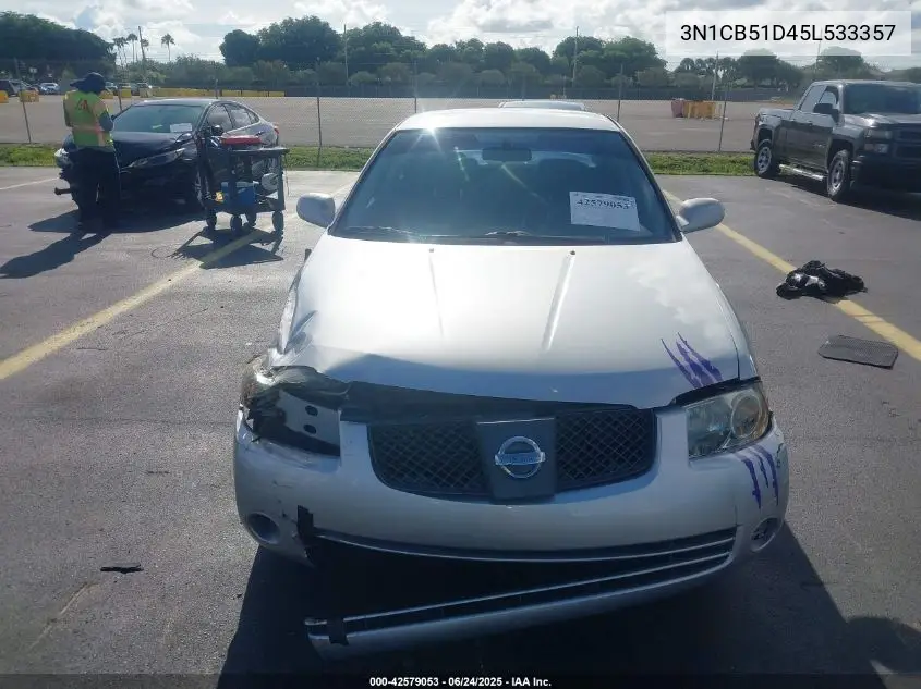 2005 Nissan Sentra 1.8S VIN: 3N1CB51D45L533357 Lot: 42579053