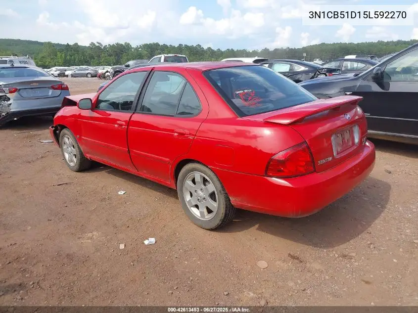 2005 Nissan Sentra 1.8S VIN: 3N1CB51D15L592270 Lot: 42613453