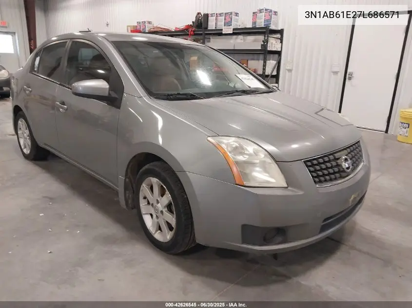 2007 Nissan Sentra 2.0Sl VIN: 3N1AB61E27L686571 Lot: 42626545