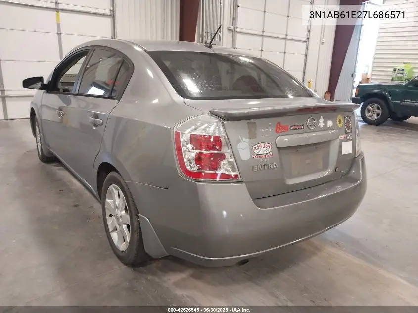 2007 Nissan Sentra 2.0Sl VIN: 3N1AB61E27L686571 Lot: 42626545