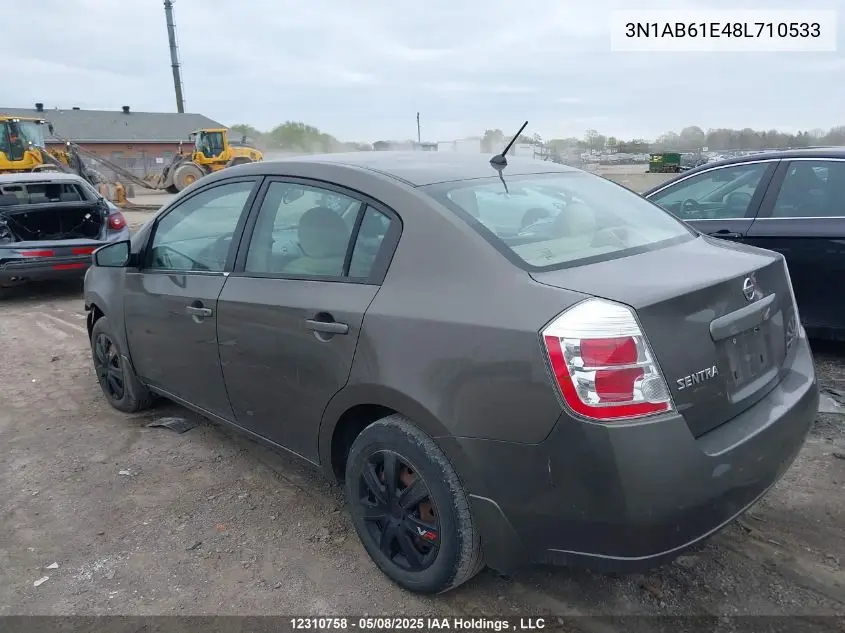 2008 Nissan Sentra 2.0 VIN: 3N1AB61E48L710533 Lot: 12310758