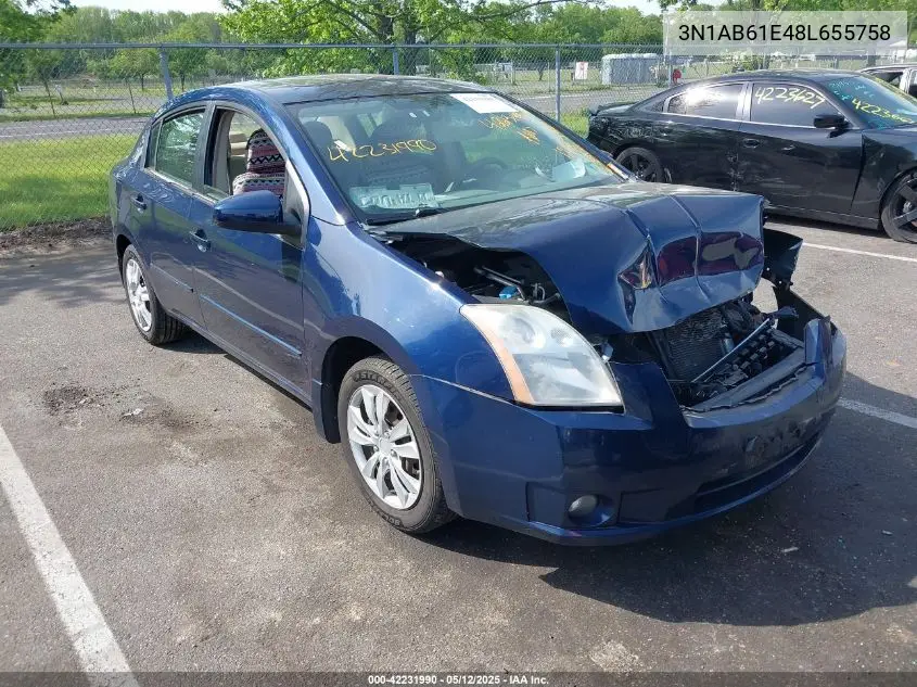 2008 Nissan Sentra 2.0S VIN: 3N1AB61E48L655758 Lot: 42231990