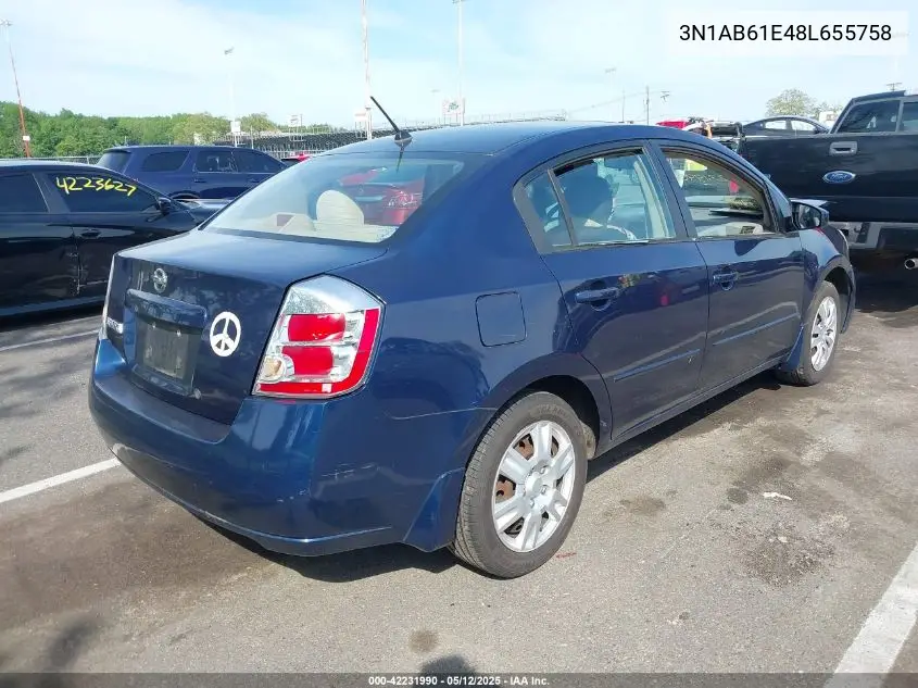 2008 Nissan Sentra 2.0S VIN: 3N1AB61E48L655758 Lot: 42231990