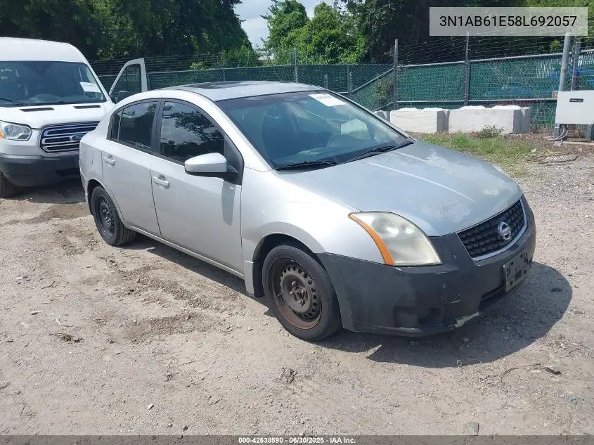 2008 Nissan Sentra 2.0S VIN: 3N1AB61E58L692057 Lot: 42638590