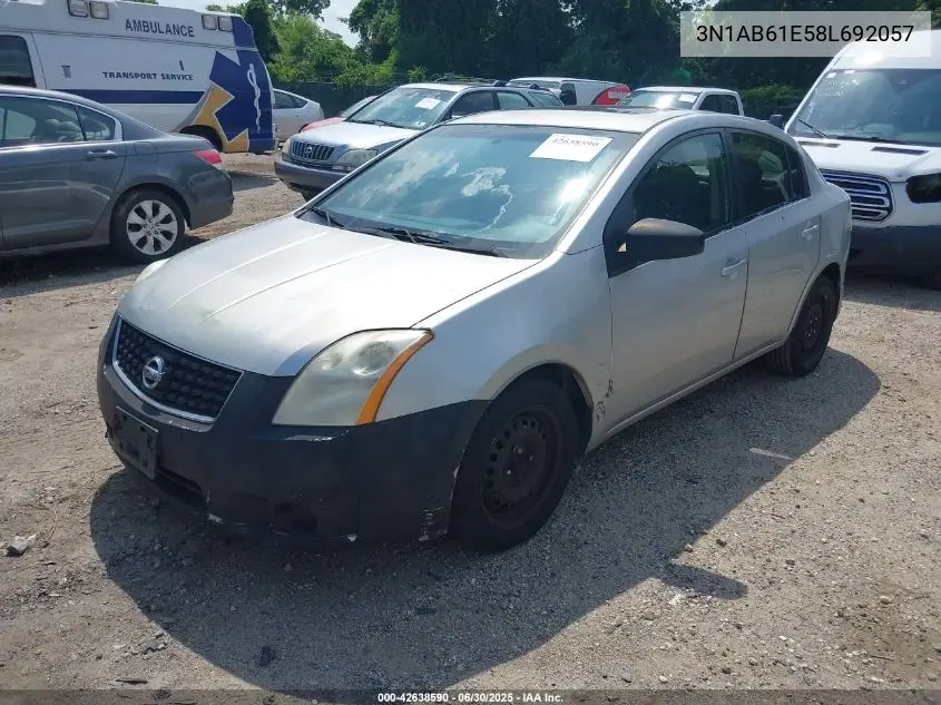 2008 Nissan Sentra 2.0S VIN: 3N1AB61E58L692057 Lot: 42638590