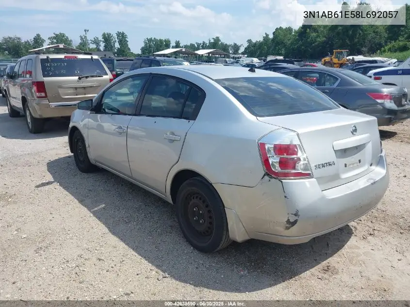 2008 Nissan Sentra 2.0S VIN: 3N1AB61E58L692057 Lot: 42638590