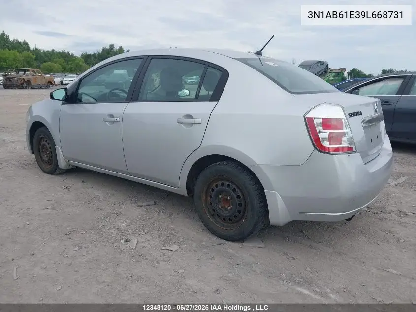 2009 Nissan Sentra 2.0/2.0S/2.0Sl VIN: 3N1AB61E39L668731 Lot: 12348120