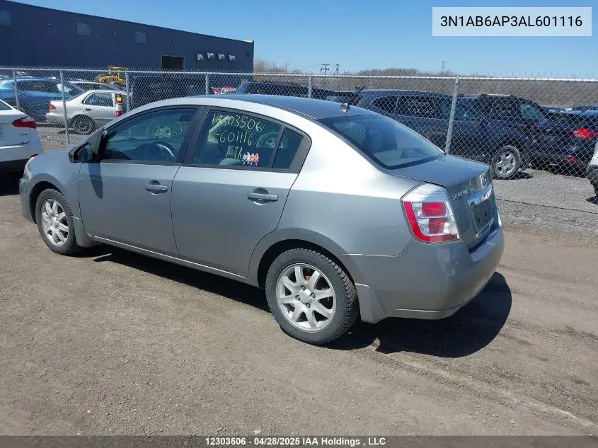 2010 Nissan Sentra VIN: 3N1AB6AP3AL601116 Lot: 12303506