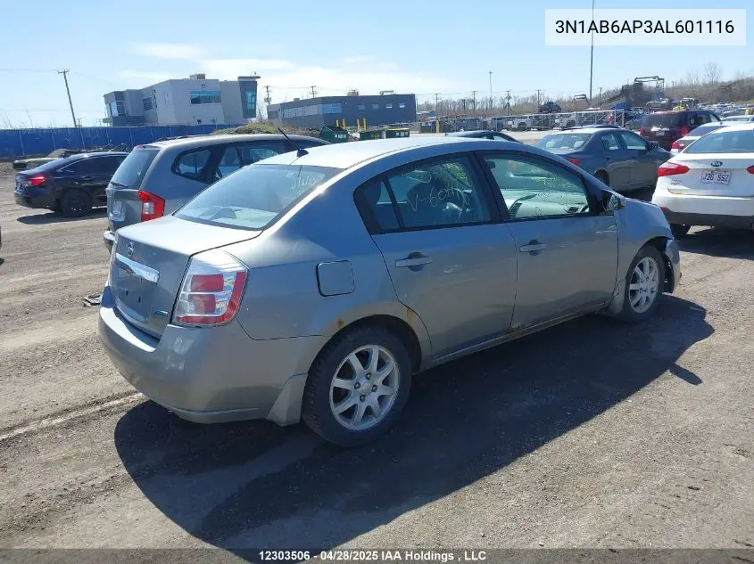 2010 Nissan Sentra VIN: 3N1AB6AP3AL601116 Lot: 12303506