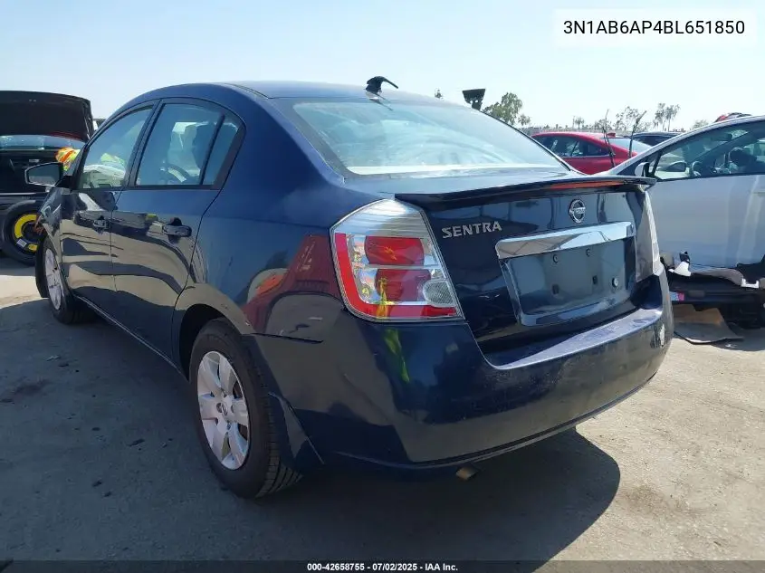 2011 Nissan Sentra 2.0 VIN: 3N1AB6AP4BL651850 Lot: 42658755