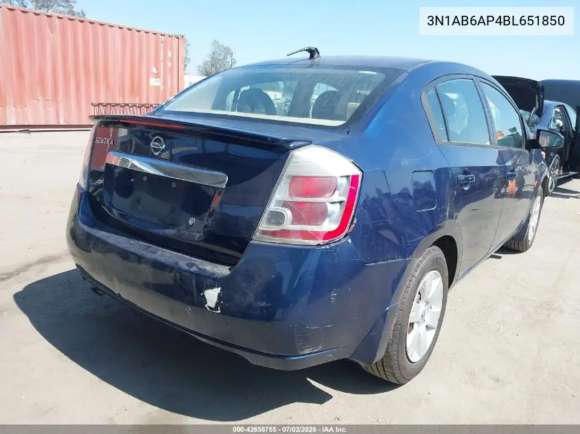 2011 Nissan Sentra 2.0 VIN: 3N1AB6AP4BL651850 Lot: 42658755