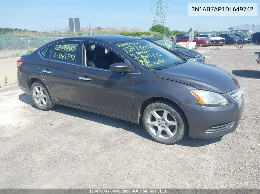 2013 Nissan Sentra 1.8 S/1.8 Sv VIN: 3N1AB7AP1DL649742 Lot: 12347800X