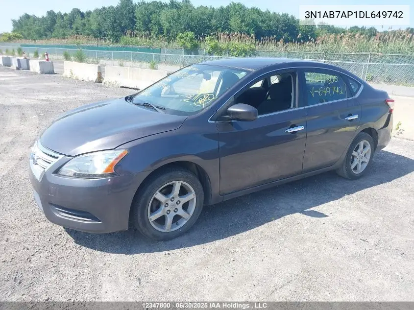 2013 Nissan Sentra 1.8 S/1.8 Sv VIN: 3N1AB7AP1DL649742 Lot: 12347800X