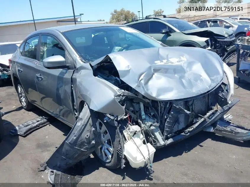 2013 Nissan Sentra S VIN: 3N1AB7AP2DL759151 Lot: 42617138