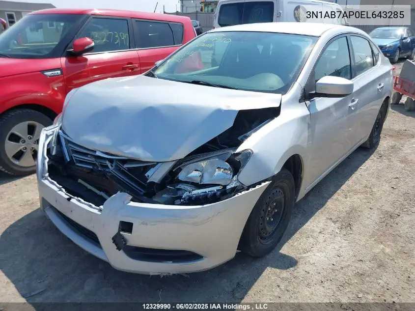 2014 Nissan Sentra S/Sv/Sr/Sl VIN: 3N1AB7AP0EL643285 Lot: 12329990