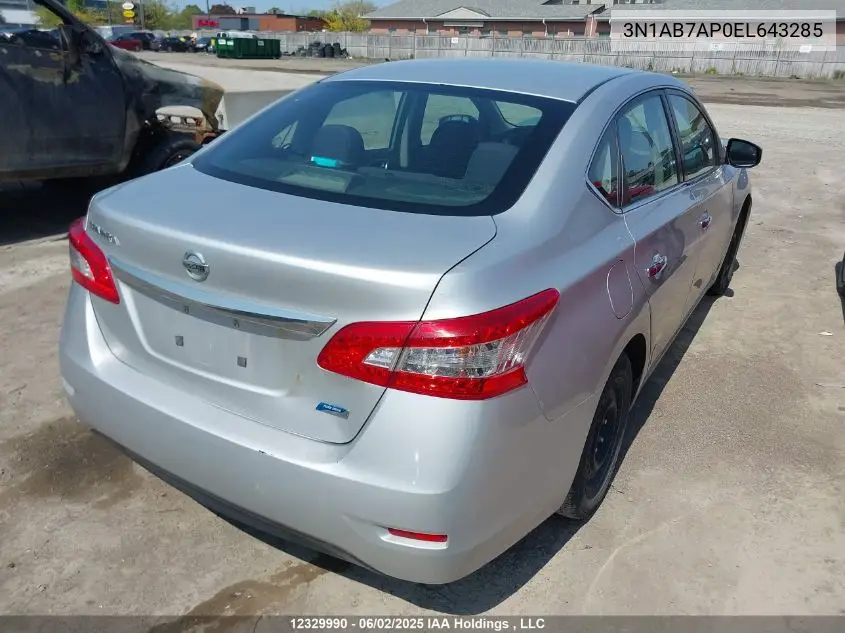 2014 Nissan Sentra S/Sv/Sr/Sl VIN: 3N1AB7AP0EL643285 Lot: 12329990