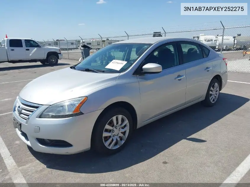 2014 Nissan Sentra Sv VIN: 3N1AB7APXEY252275 Lot: 42256699