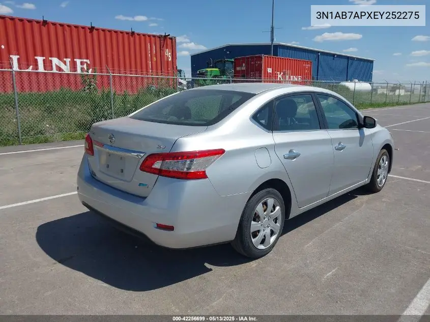 2014 Nissan Sentra Sv VIN: 3N1AB7APXEY252275 Lot: 42256699