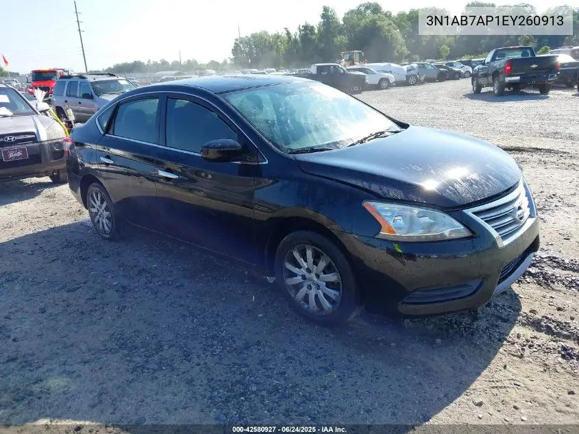 2014 Nissan Sentra Fe+ S/Fe+ Sv/S/Sl/Sr/Sv VIN: 3N1AB7AP1EY260913 Lot: 42580927